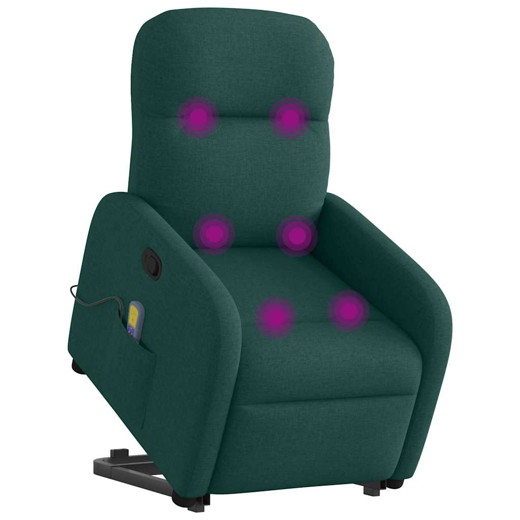 Fauteuil inclinable de massage Vert foncé Tissu Fauteuils vidaXL   