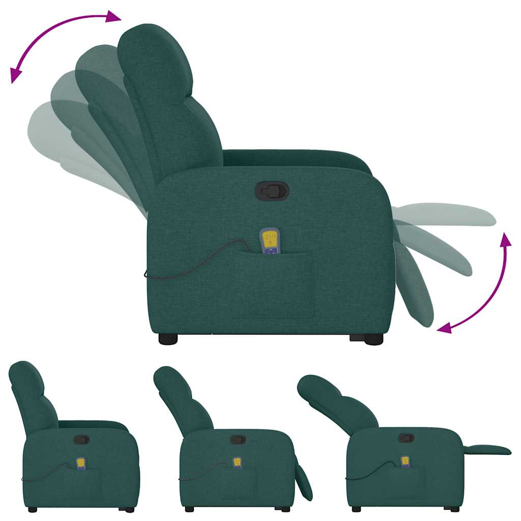 Fauteuil inclinable de massage Vert foncé Tissu Fauteuils vidaXL   