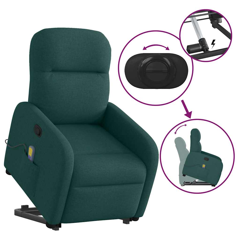 Fauteuil inclinable de massage Vert foncé Tissu Fauteuils vidaXL   