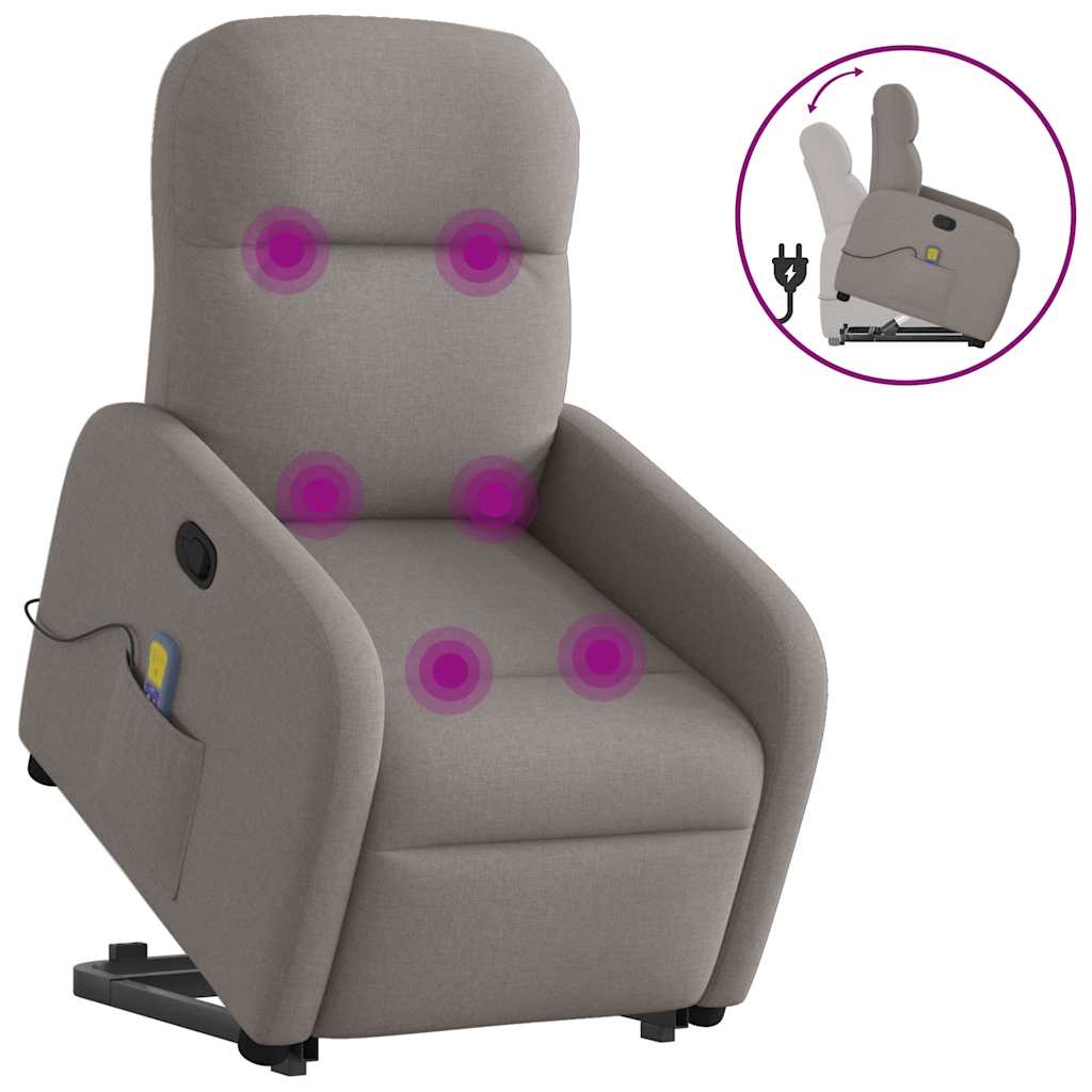 Fauteuil inclinable de massage Taupe Tissu Fauteuils vidaXL   