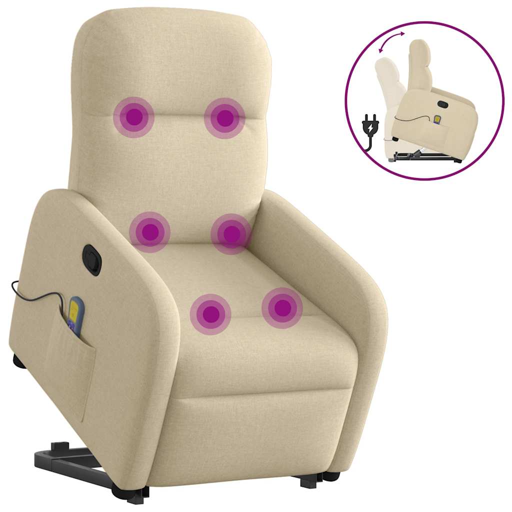 Fauteuil inclinable de massage Crème Tissu Fauteuils vidaXL   