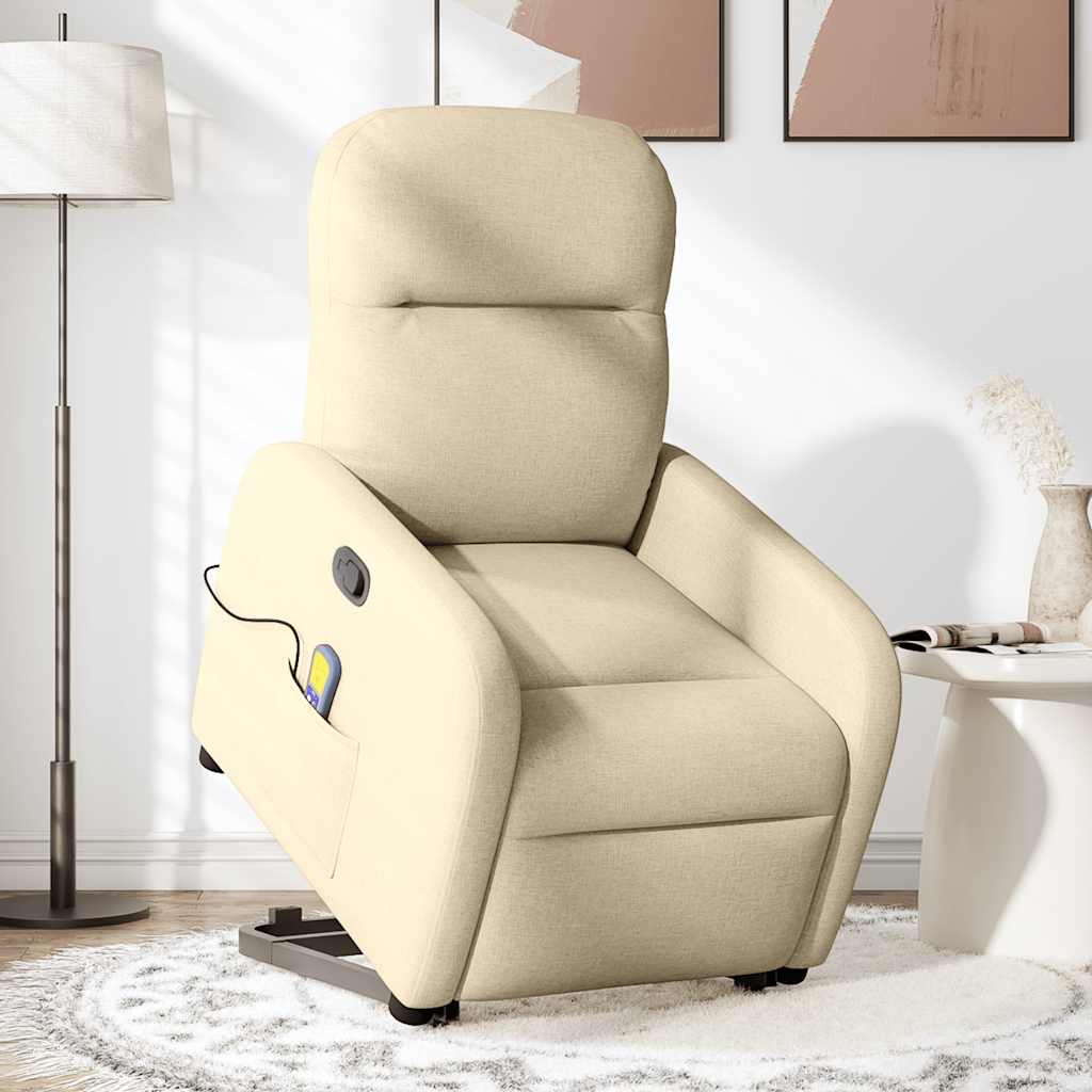 Fauteuil inclinable de massage Crème Tissu Fauteuils vidaXL   