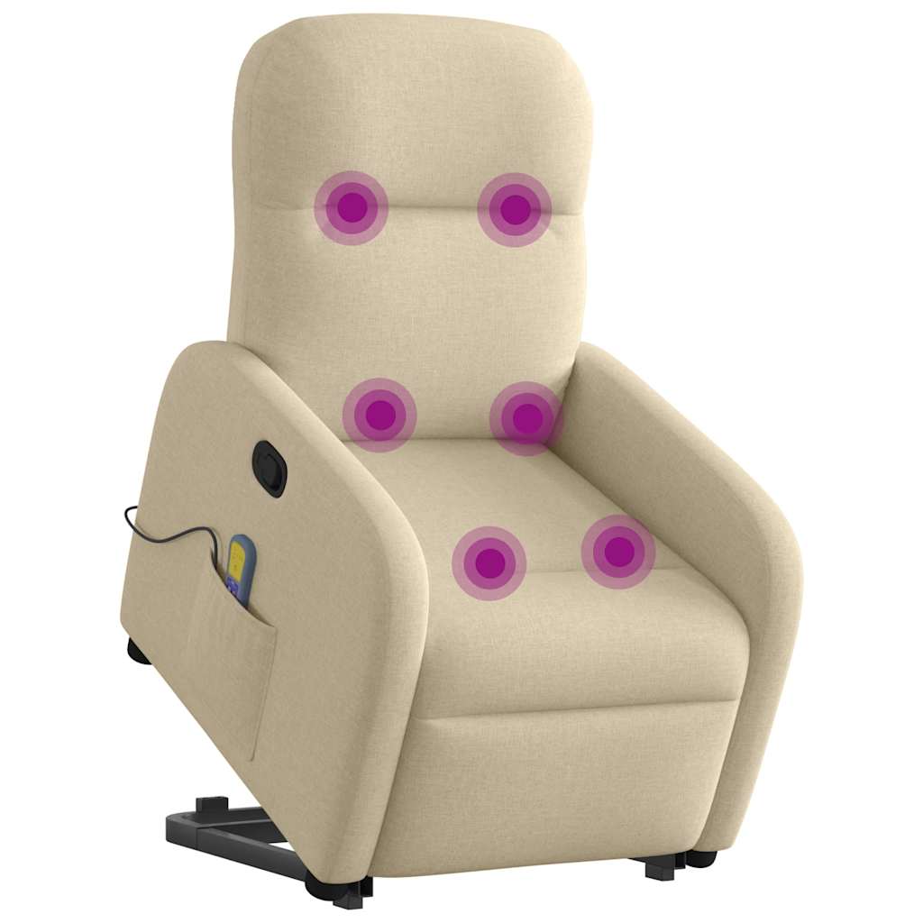 Fauteuil inclinable de massage Crème Tissu Fauteuils vidaXL   