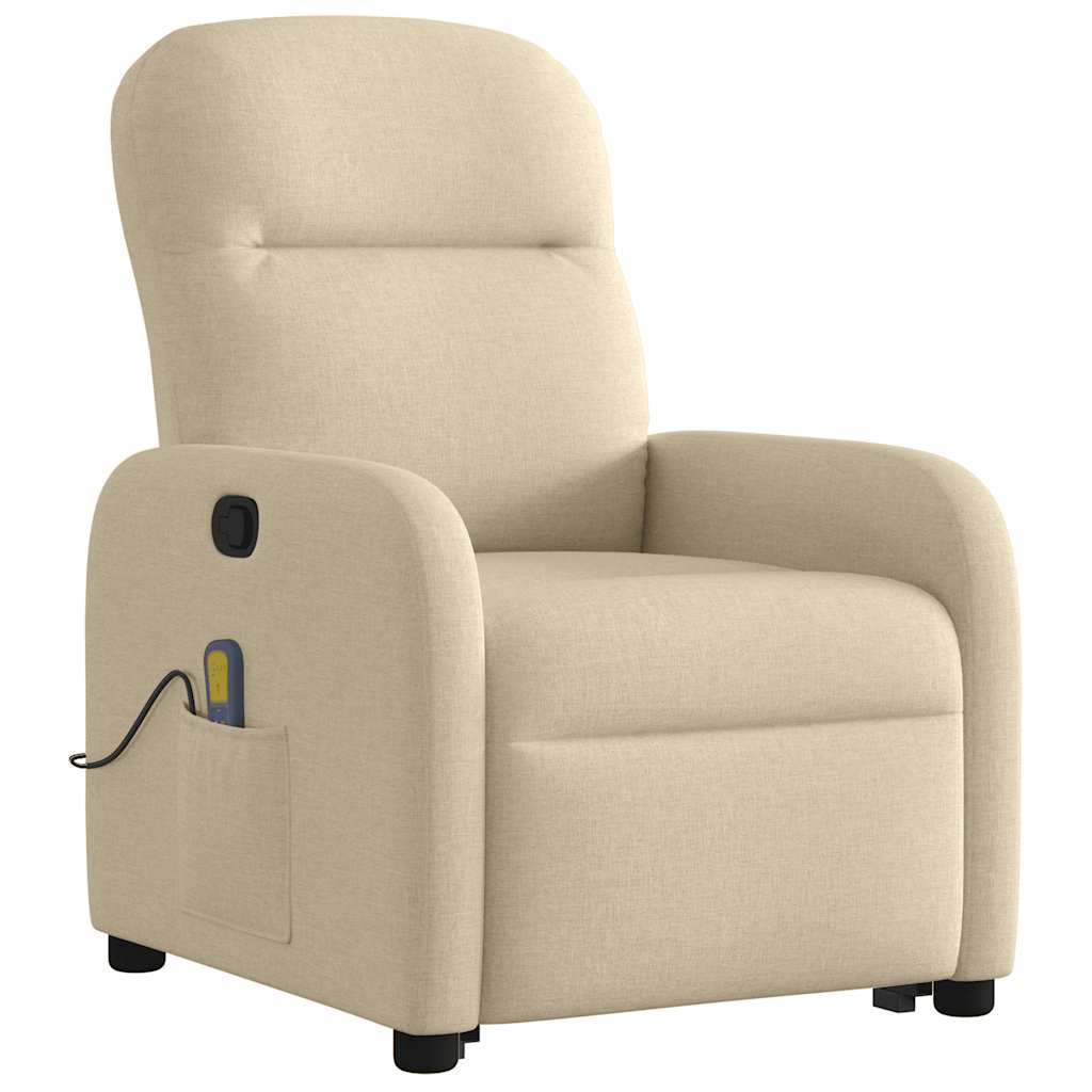 Fauteuil inclinable de massage Crème Tissu Fauteuils vidaXL   