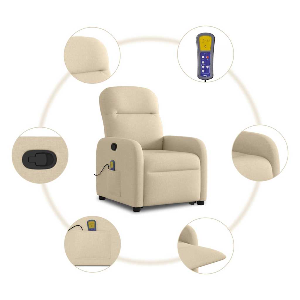 Fauteuil inclinable de massage Crème Tissu Fauteuils vidaXL   