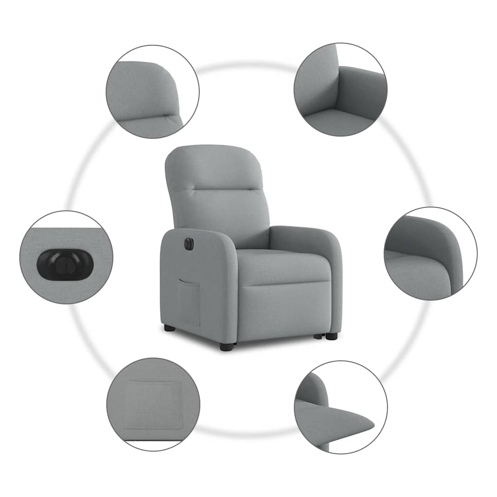 Fauteuil inclinable électrique gris clair tissu Fauteuils vidaXL   