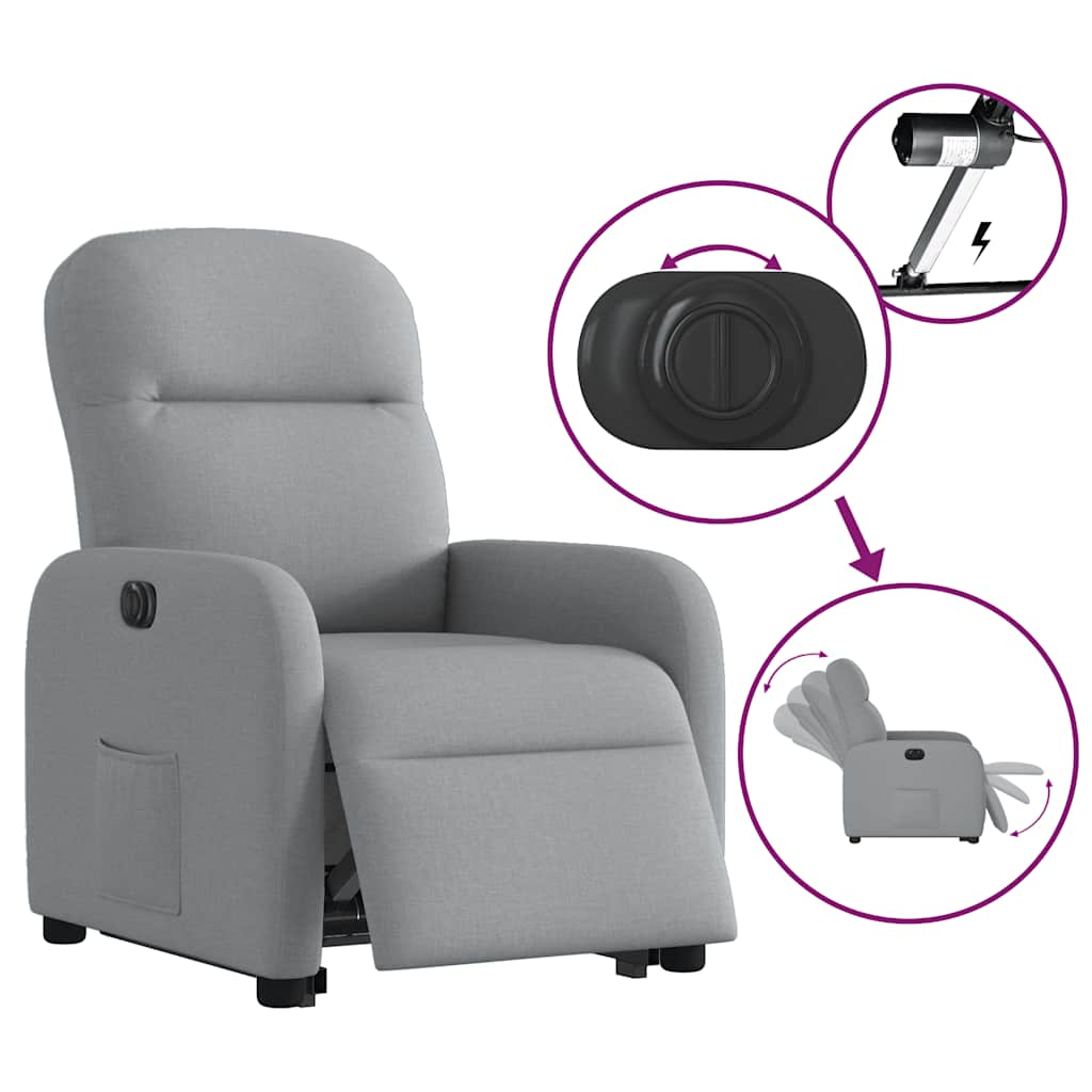 Fauteuil inclinable électrique gris clair tissu Fauteuils vidaXL   