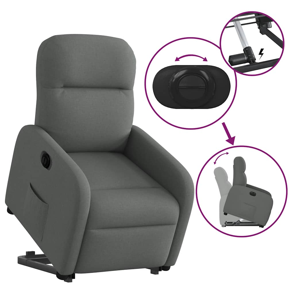 Fauteuil inclinable électrique gris foncé tissu Fauteuils vidaXL   