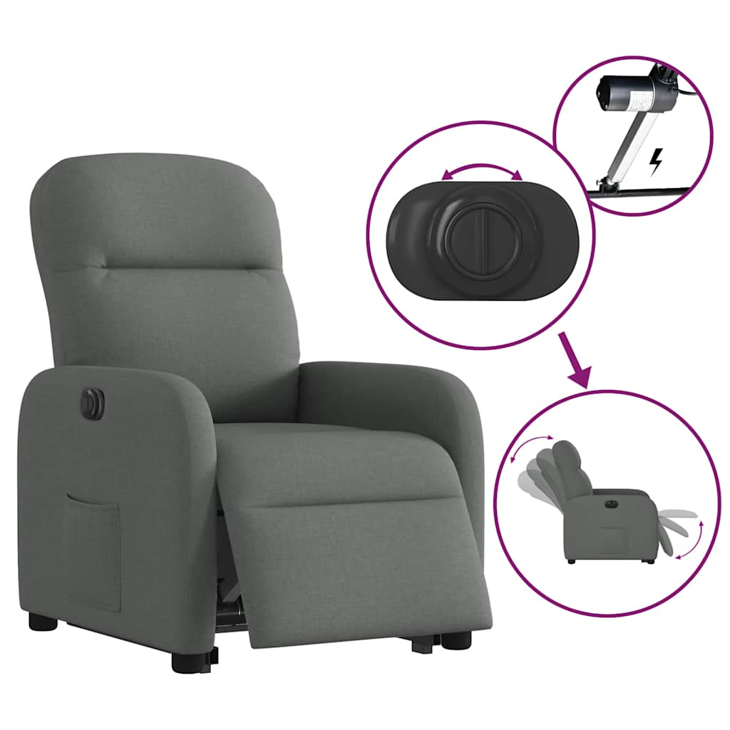 Fauteuil inclinable électrique gris foncé tissu Fauteuils vidaXL   