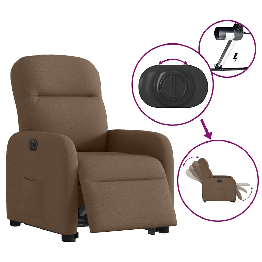 Fauteuil inclinable électrique marron tissu Fauteuils vidaXL   