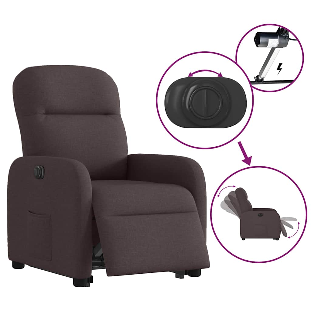 Fauteuil inclinable électrique marron foncé tissu Fauteuils vidaXL   