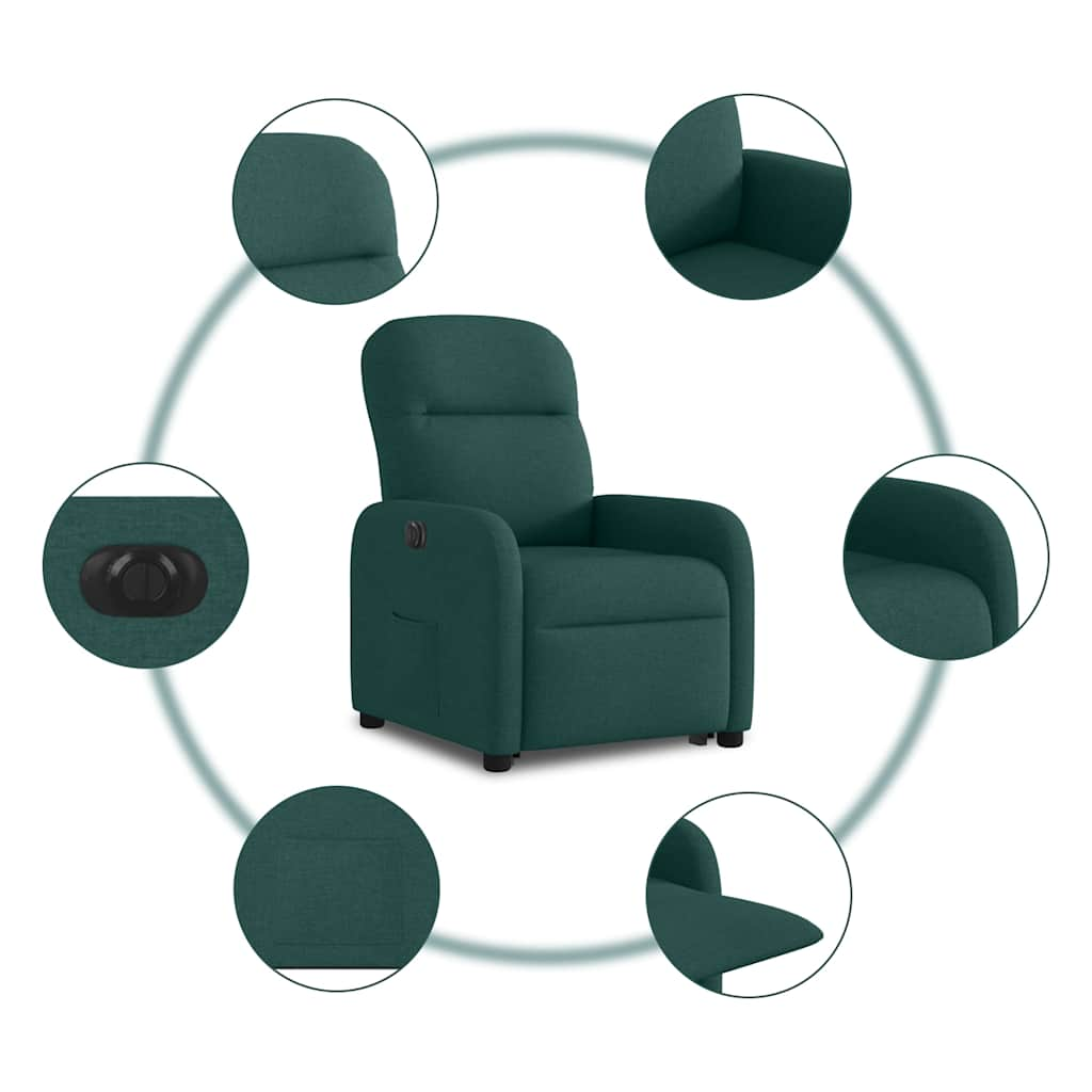 Fauteuil inclinable électrique vert foncé tissu Fauteuils vidaXL   