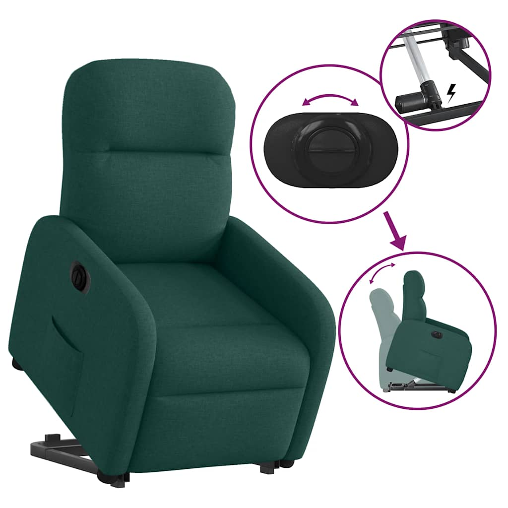 Fauteuil inclinable électrique vert foncé tissu Fauteuils vidaXL   