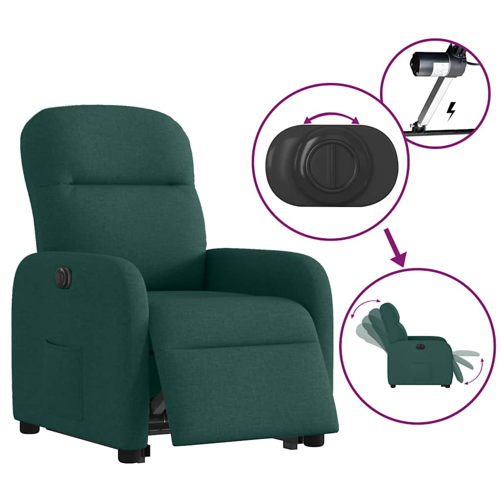 Fauteuil inclinable électrique vert foncé tissu Fauteuils vidaXL   