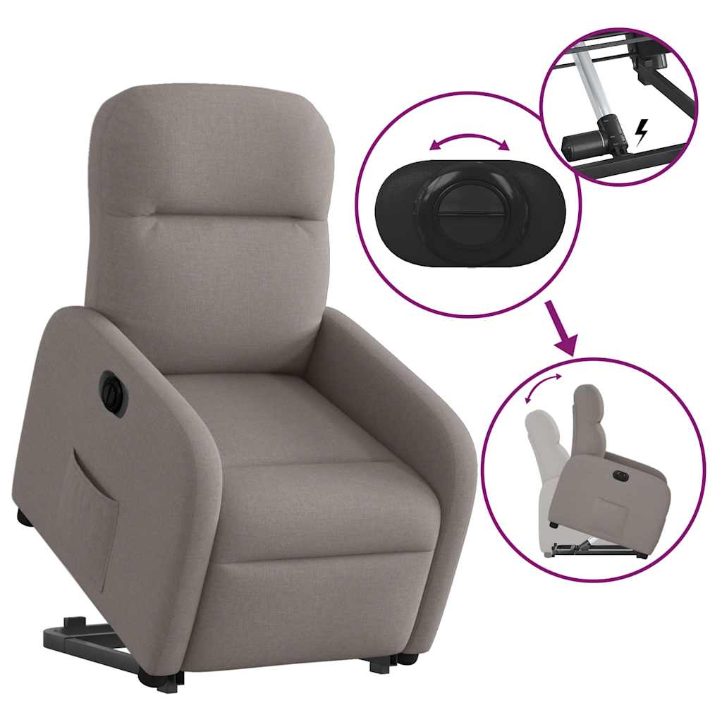 Fauteuil inclinable électrique taupe tissu Fauteuils vidaXL   