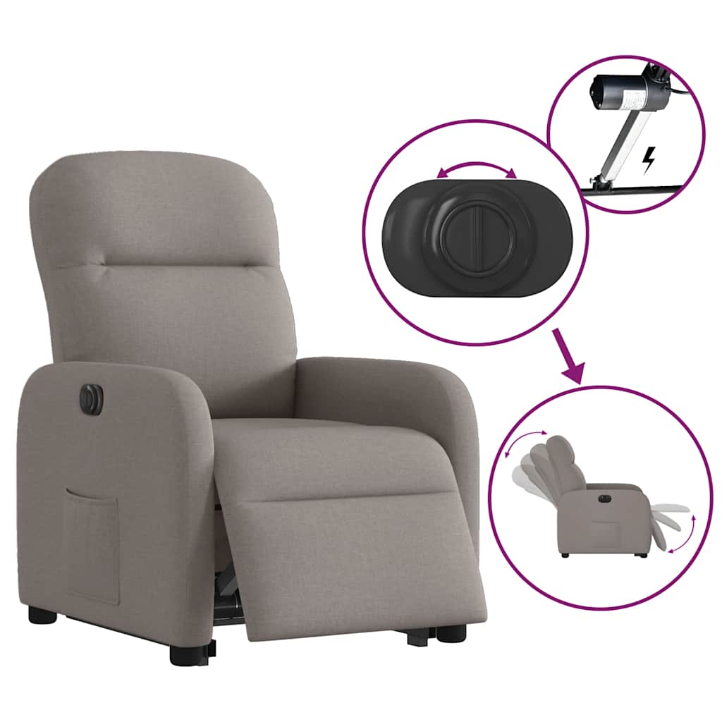 Fauteuil inclinable électrique taupe tissu Fauteuils vidaXL   