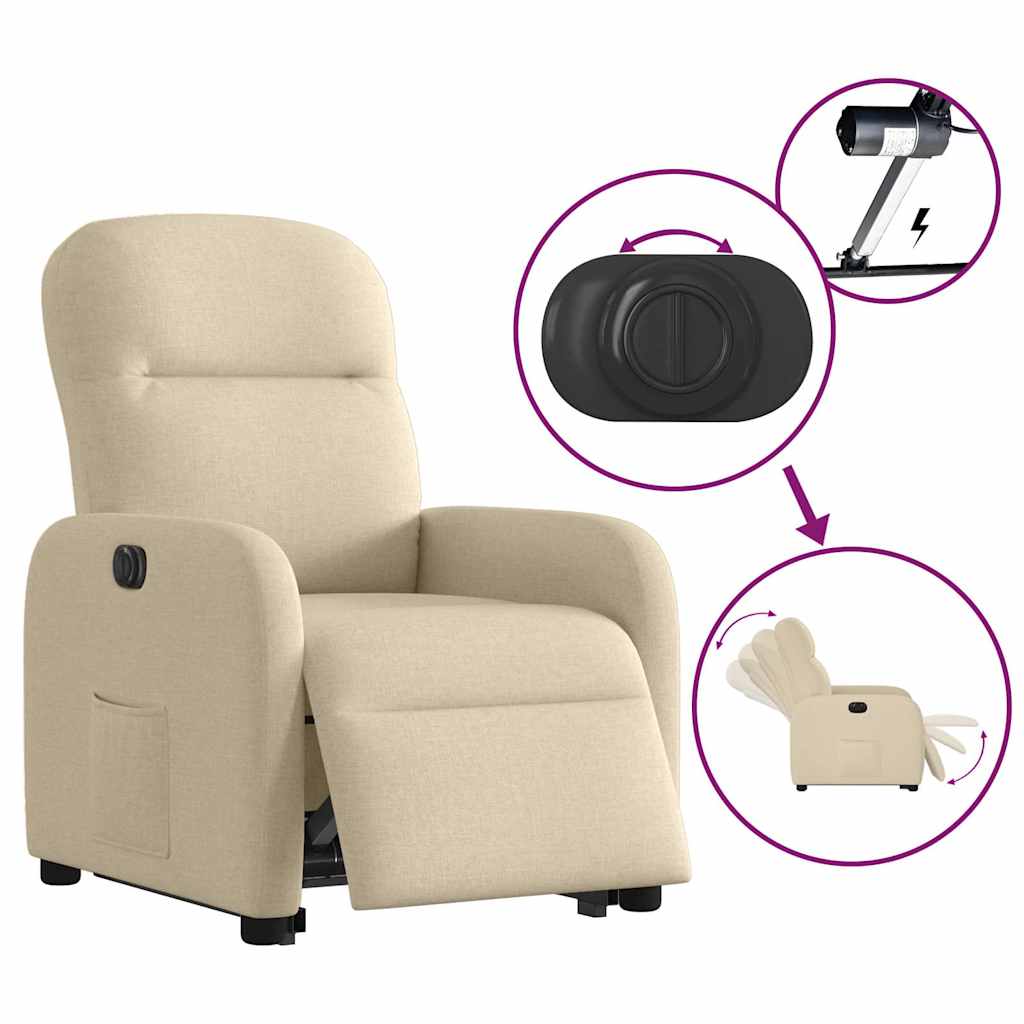 Fauteuil inclinable électrique crème tissu Fauteuils vidaXL   