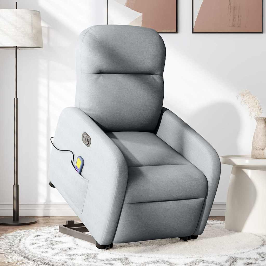 Fauteuil inclinable de massage électrique Gris clair Tissu Fauteuils vidaXL   