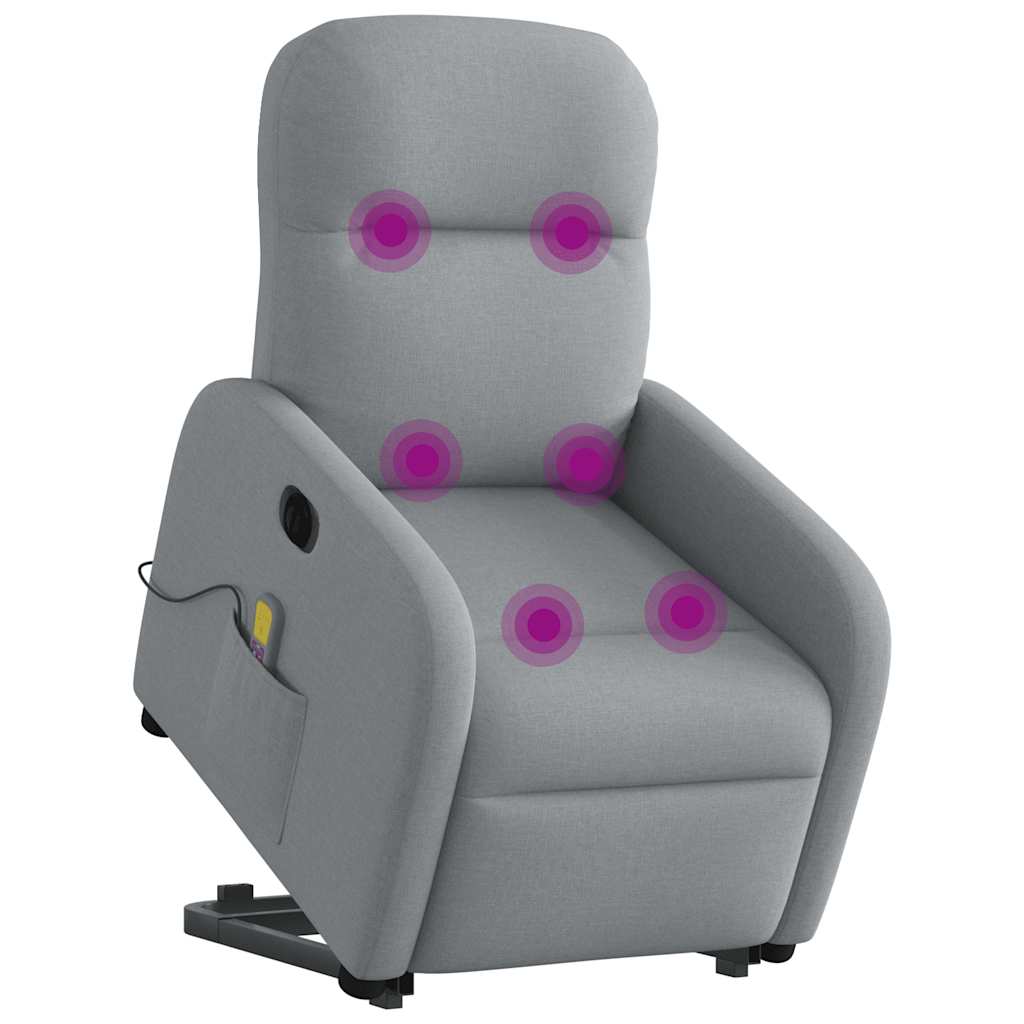 Fauteuil inclinable de massage électrique Gris clair Tissu Fauteuils vidaXL   