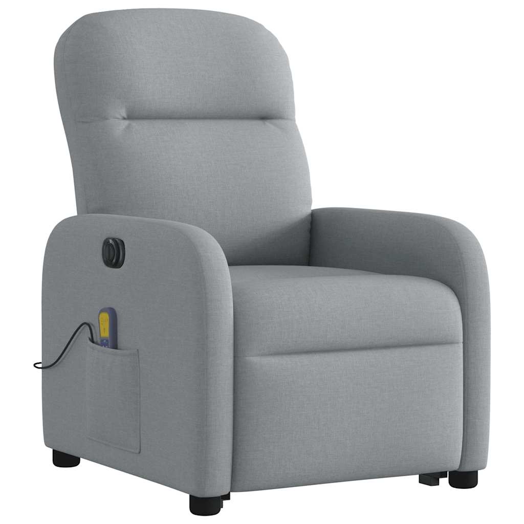 Fauteuil inclinable de massage électrique Gris clair Tissu Fauteuils vidaXL   