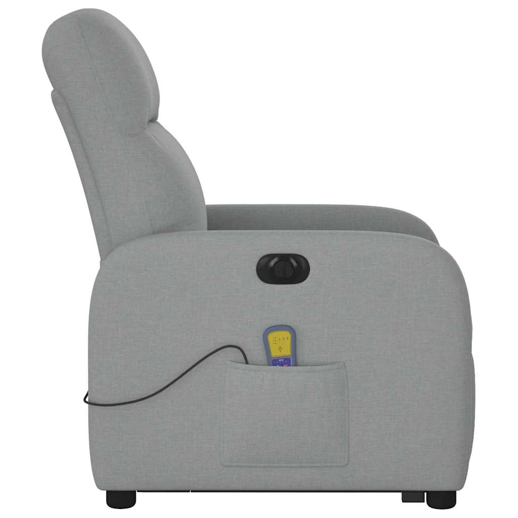 Fauteuil inclinable de massage électrique Gris clair Tissu Fauteuils vidaXL   