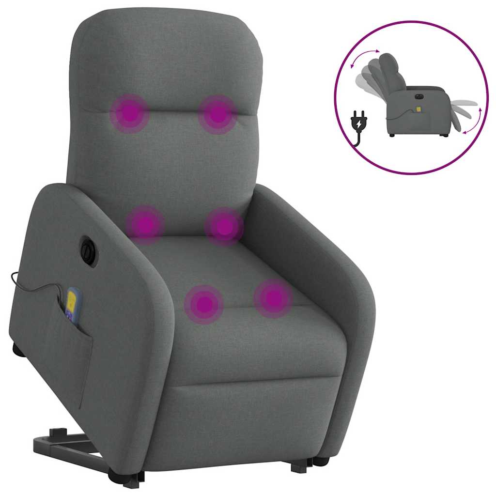 Fauteuil inclinable de massage électrique Gris foncé Tissu Fauteuils vidaXL   