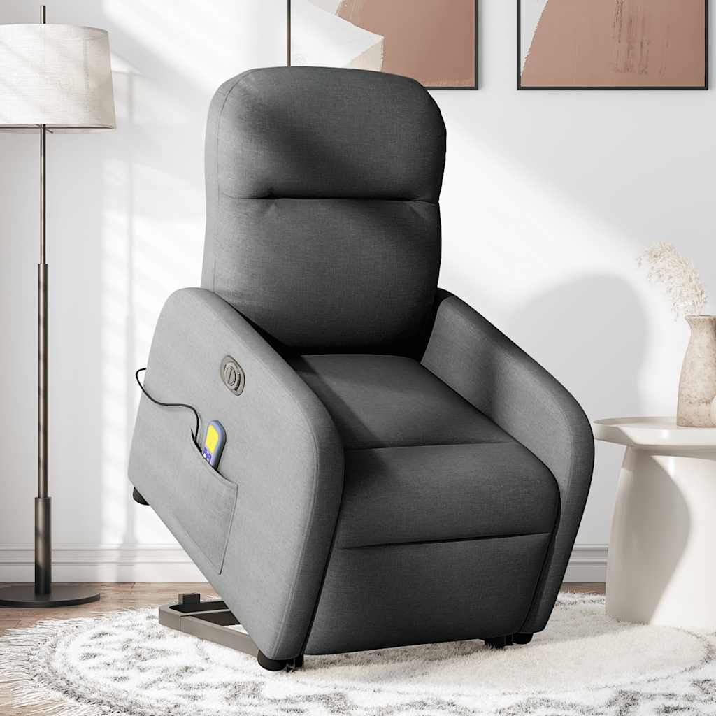 Fauteuil inclinable de massage électrique Gris foncé Tissu Fauteuils vidaXL   