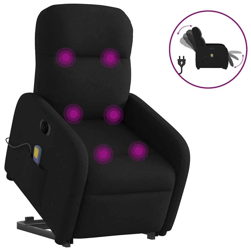 Fauteuil inclinable de massage électrique Noir Tissu Fauteuils vidaXL   