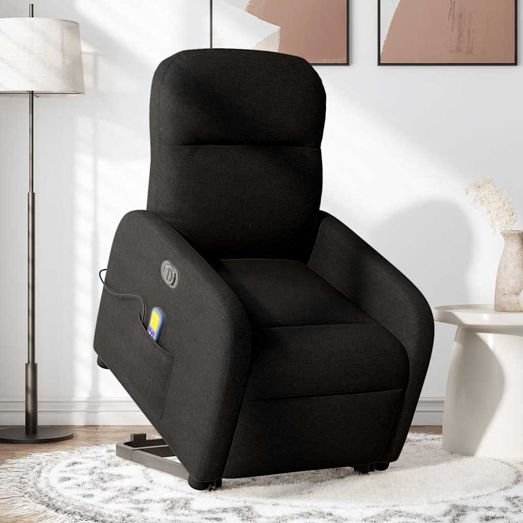 Fauteuil inclinable de massage électrique Noir Tissu Fauteuils vidaXL   