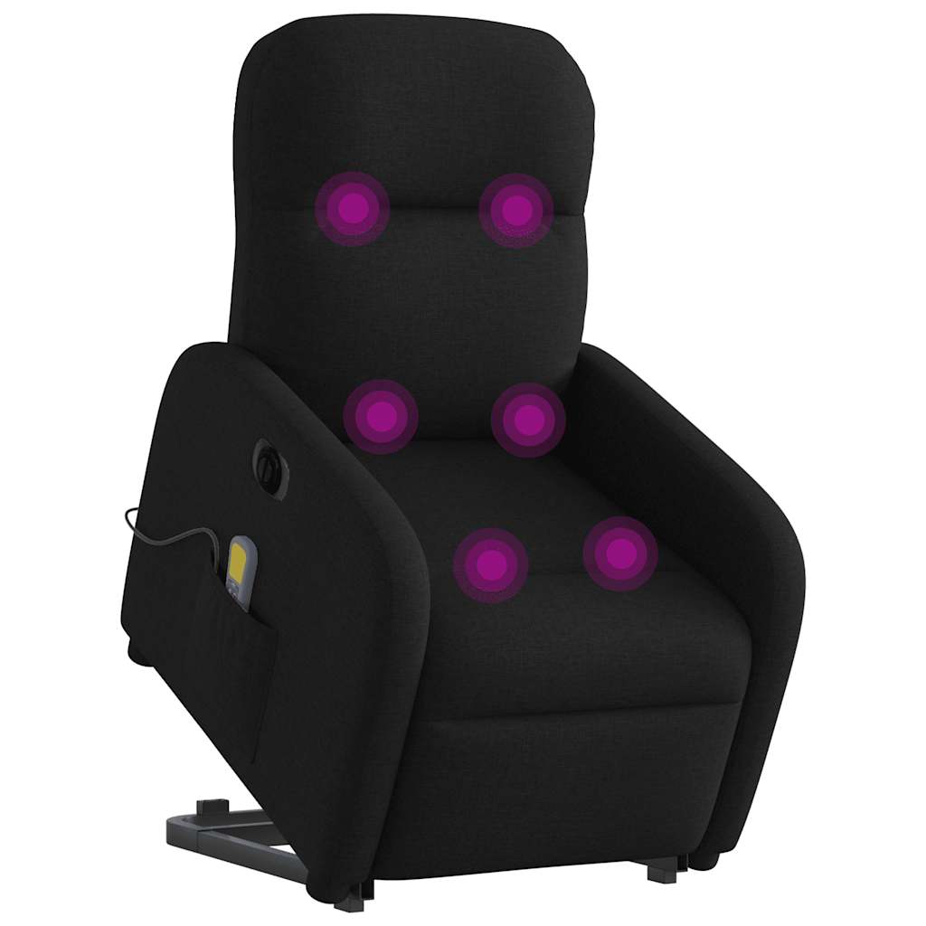 Fauteuil inclinable de massage électrique Noir Tissu Fauteuils vidaXL   