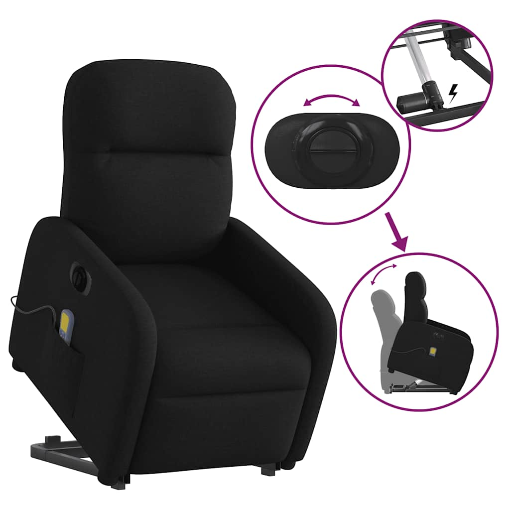 Fauteuil inclinable de massage électrique Noir Tissu Fauteuils vidaXL   