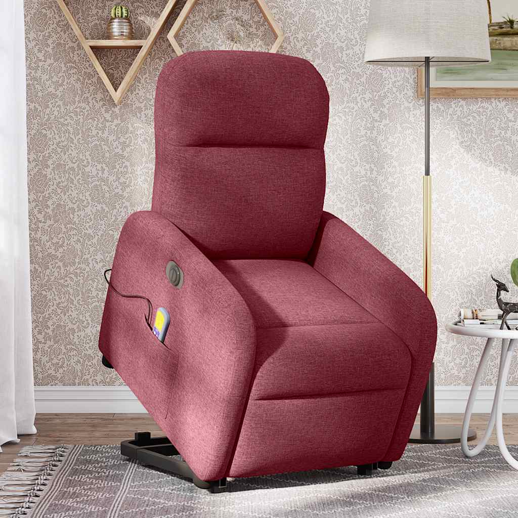 Fauteuil inclinable de massage électrique Rouge bordeaux Tissu Fauteuils vidaXL   