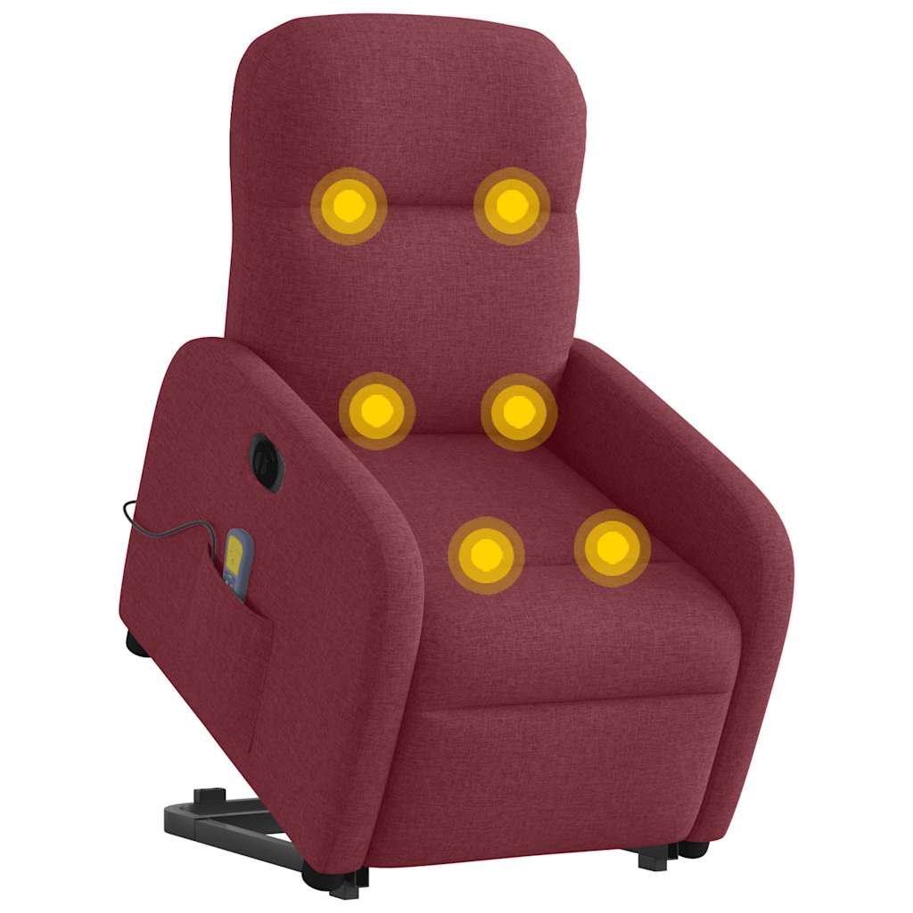 Fauteuil inclinable de massage électrique Rouge bordeaux Tissu Fauteuils vidaXL   