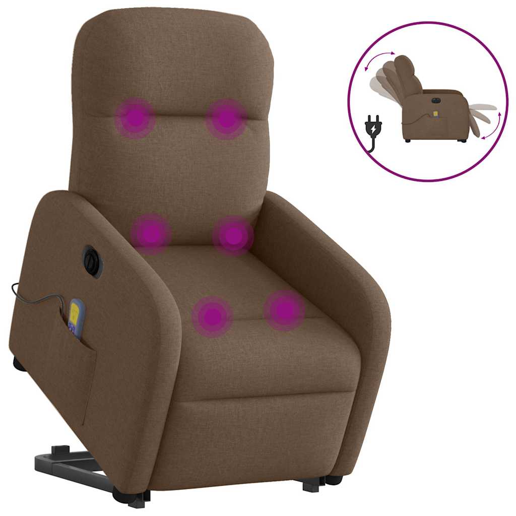 Fauteuil inclinable de massage électrique Marron Tissu Fauteuils vidaXL   