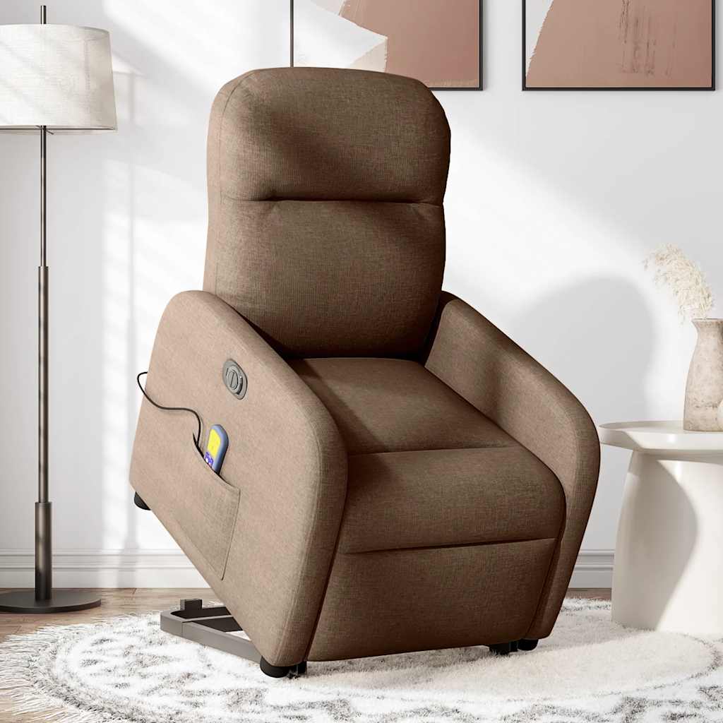 Fauteuil inclinable de massage électrique Marron Tissu Fauteuils vidaXL   