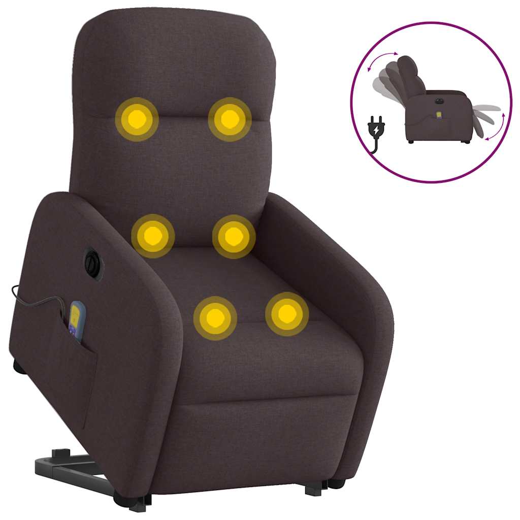 Fauteuil inclinable de massage électrique Marron foncé Tissu Fauteuils vidaXL   