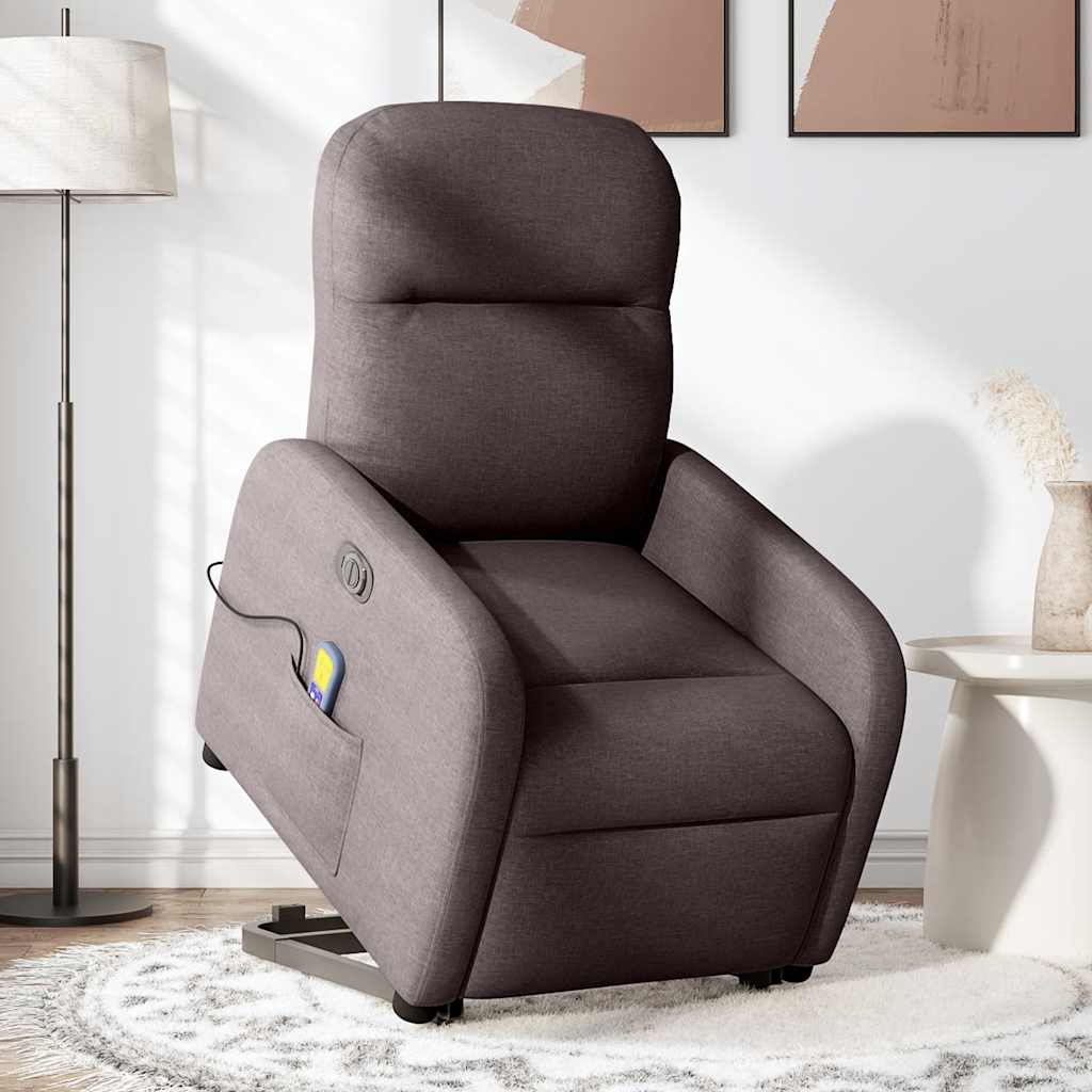 Fauteuil inclinable de massage électrique Marron foncé Tissu Fauteuils vidaXL   