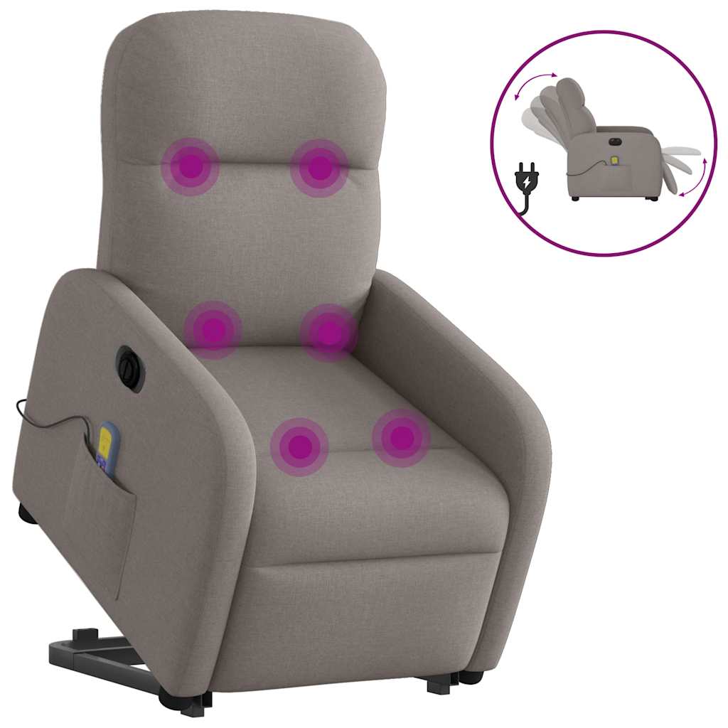 Fauteuil inclinable de massage électrique Taupe Tissu Fauteuils vidaXL   