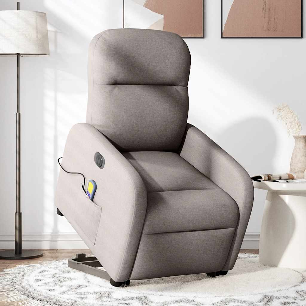 Fauteuil inclinable de massage électrique Taupe Tissu Fauteuils vidaXL   