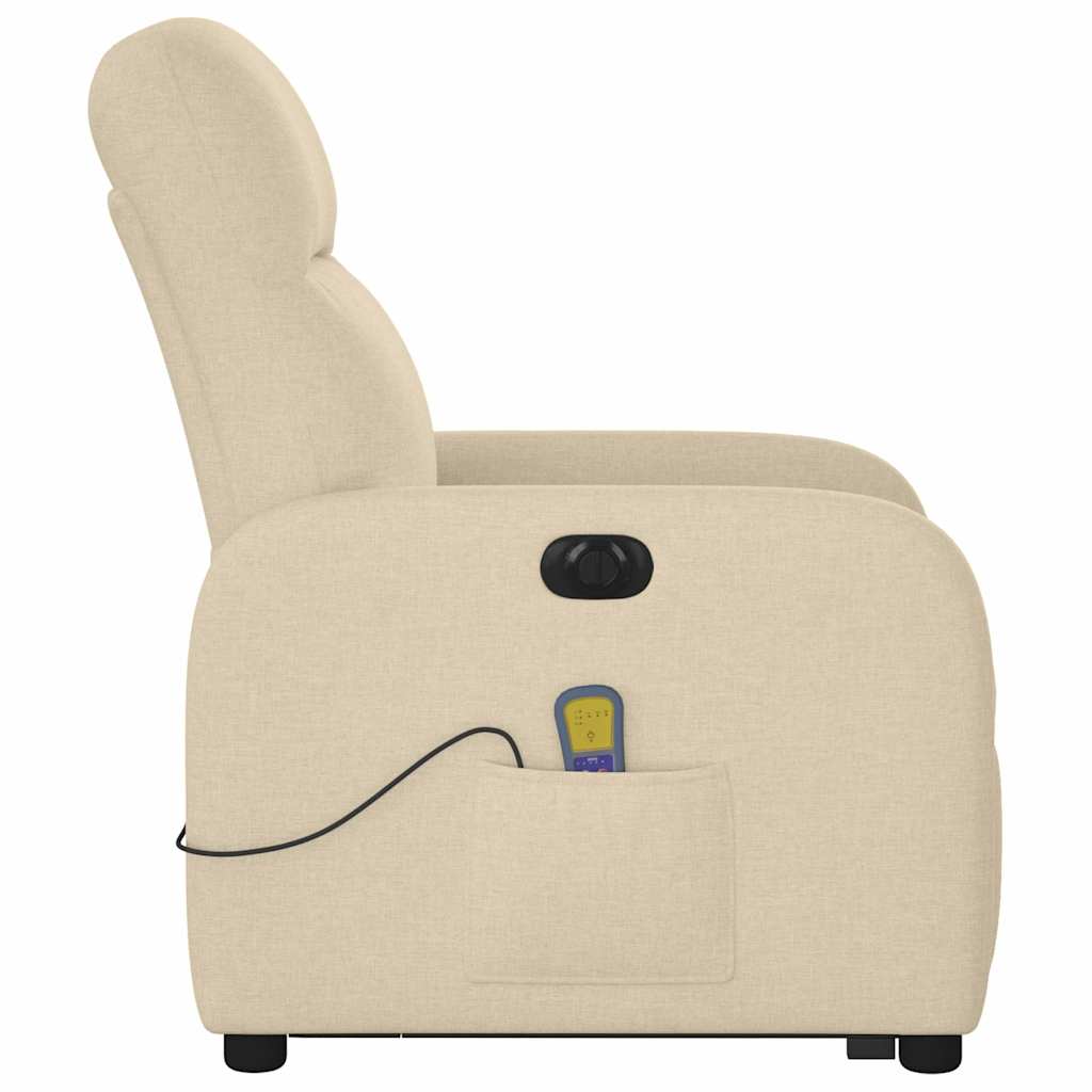 Fauteuil inclinable de massage électrique Crème Tissu Fauteuils vidaXL   