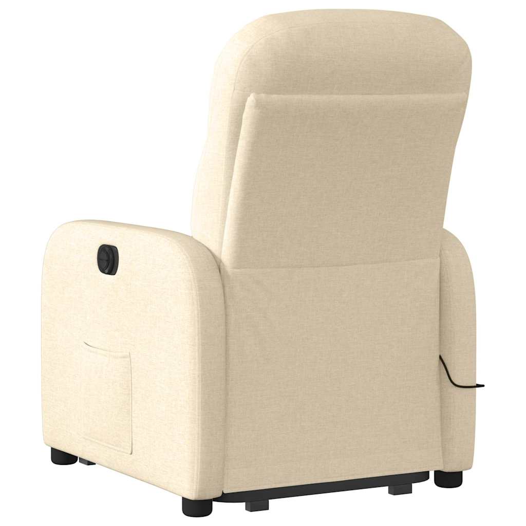 Fauteuil inclinable de massage électrique Crème Tissu Fauteuils vidaXL   