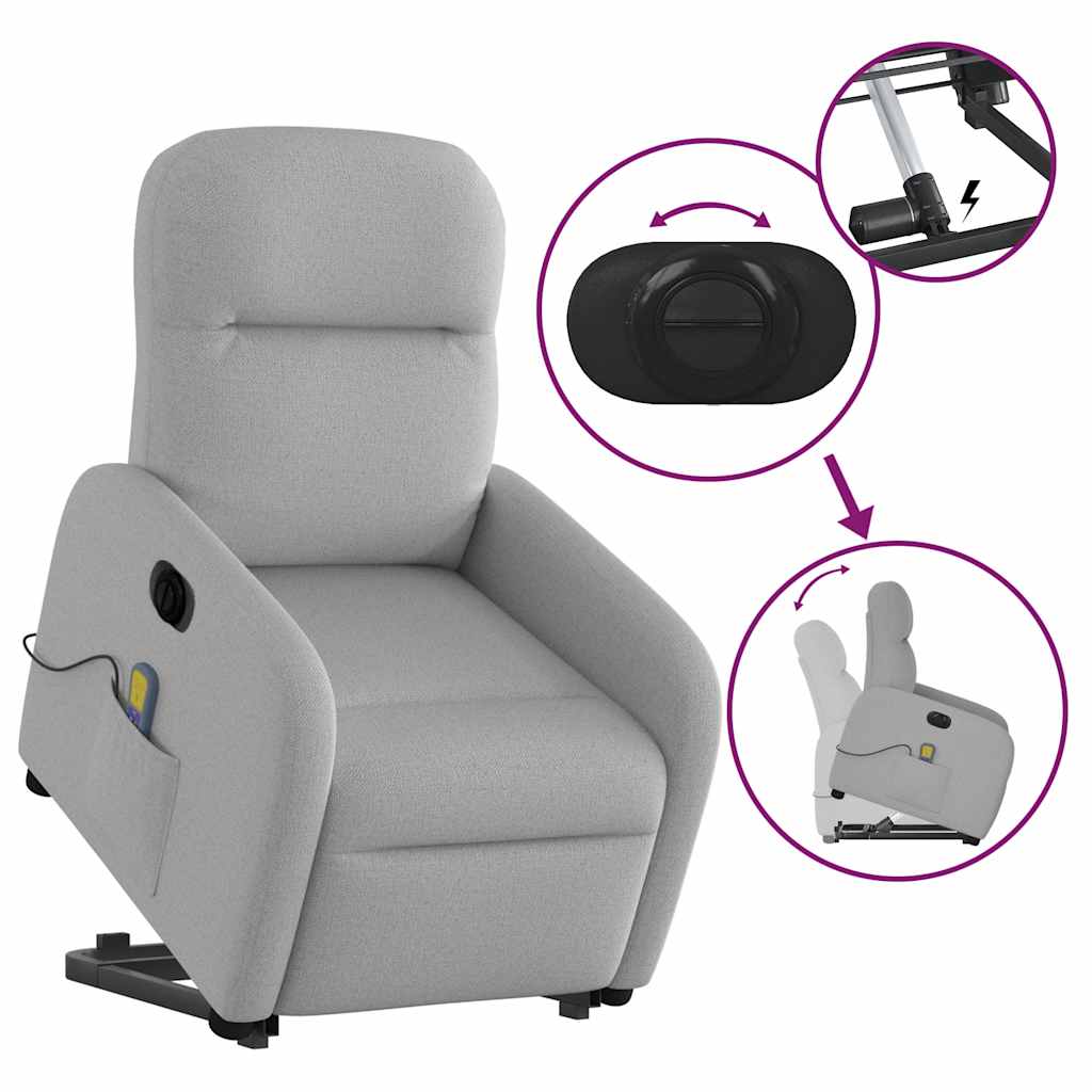 Fauteuil inclinable de massage électrique gris nuage tissu Fauteuils vidaXL   