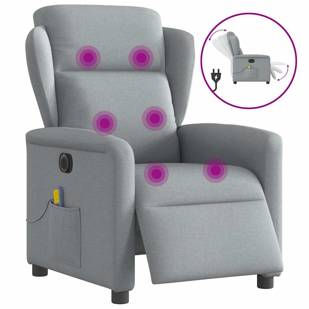 Fauteuil de massage inclinable électrique gris clair tissu Fauteuils vidaXL