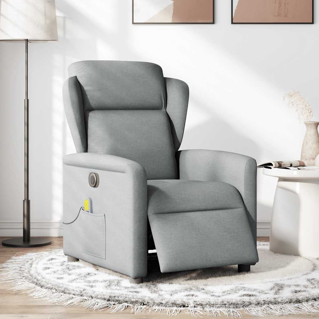 Fauteuil de massage inclinable électrique gris clair tissu Fauteuils vidaXL