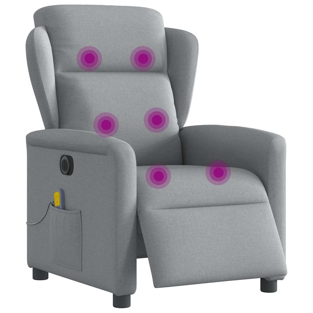 Fauteuil de massage inclinable électrique gris clair tissu Fauteuils vidaXL