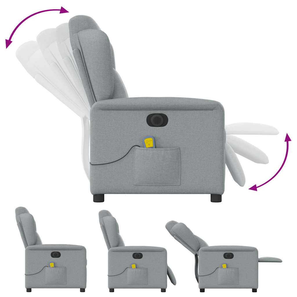 Fauteuil de massage inclinable électrique gris clair tissu Fauteuils vidaXL