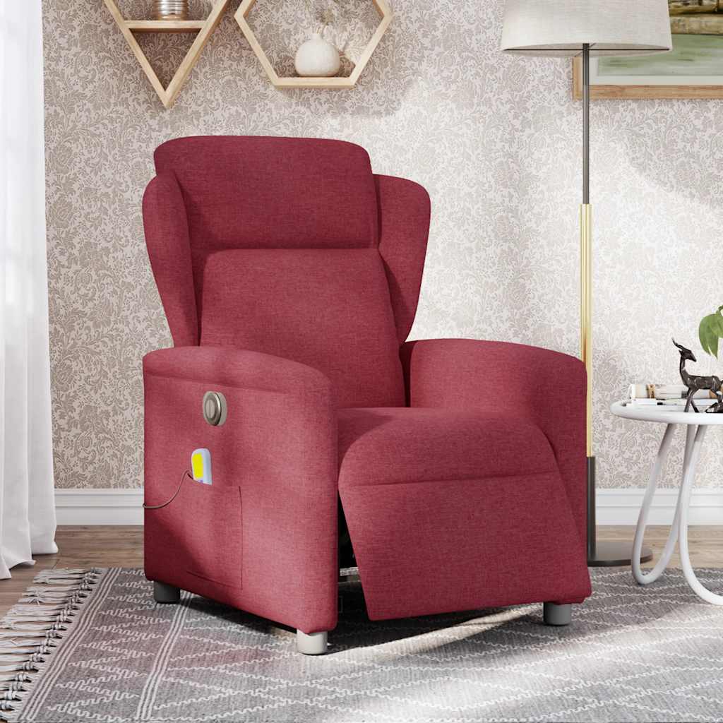 Fauteuil de massage inclinable électrique Rouge bordeaux Tissu Fauteuils vidaXL