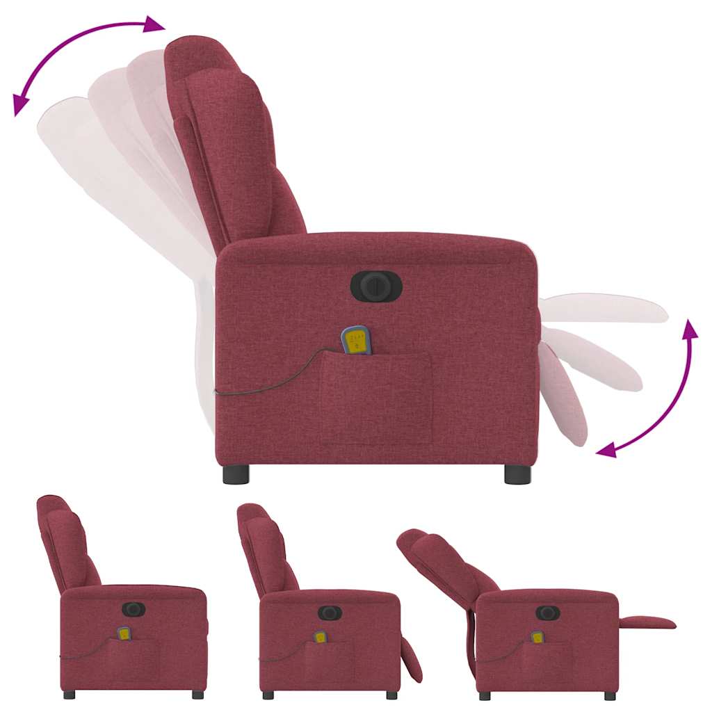 Fauteuil de massage inclinable électrique Rouge bordeaux Tissu Fauteuils vidaXL