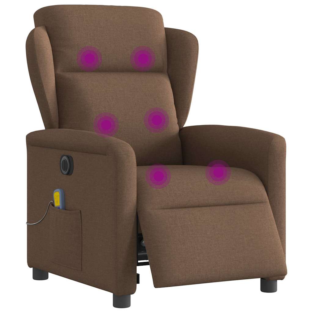 Fauteuil inclinable de massage électrique marron tissu Fauteuils vidaXL