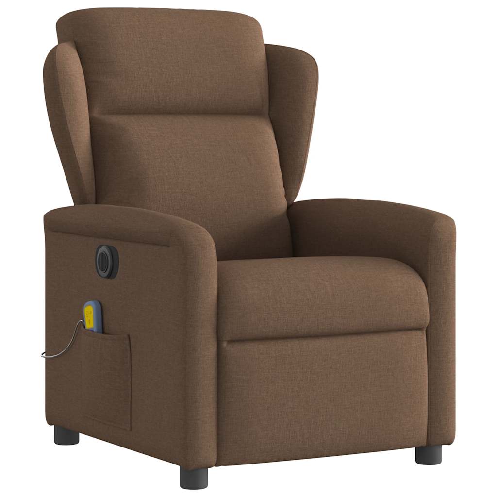 Fauteuil inclinable de massage électrique marron tissu Fauteuils vidaXL